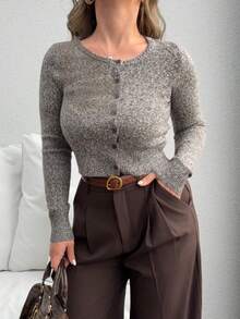 Jeta Ari Cárdigan con botones con aspecto vintage, casual y lindo para primavera, Y2K, años 90, aeropuerto, vacaciones, otoño, invierno, uso diario, Navidad, trabajo - Multicolor - Ver 3