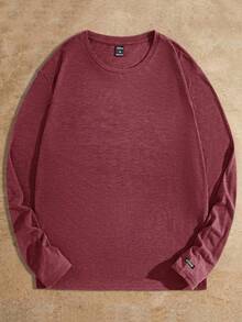 HIMLAND Camiseta de manga larga de unicolor casual para hombres, versátil para el otoño - Multicolor - Ver 7