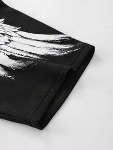 ROMWE MEN Men's Casual Printed Short Sleeve T-Shirt Spring/Summer - Black - View 4