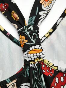 Franclia 大码女式夏季休闲波西米亚度假风印花宽松连体裤 - 彩色 - 查看 5