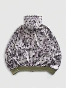 ROMWE MEN Men's Printed Casual Collegiate Style Zip-Up Hoodie, Autumn/Winter - Multicolor - View 2