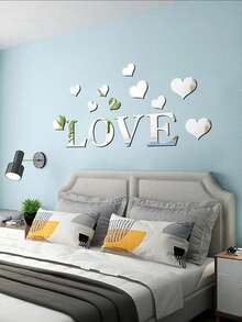 Hình dán tường 3D bằng acrylic có khẩu hiệu để trang trí tường - Hoàn hảo cho Ngày Valentine, đám cưới, quà tặng sinh nhật, trang trí hành lang và lối vào. - Bạc sáng - Xem 6