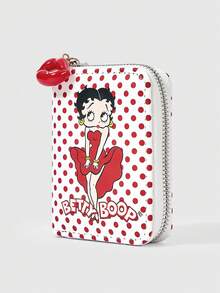 Betty Boop | ROMWE 1pc Rainbow & Cartoon Cat Print Fashion Short Wallet - White - View 2