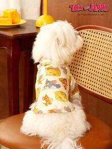 TOM & JERRY X PETSIN 1PC Chic Yellow Satin Pet Shirt With Adorable Design, Comfortable Fit - Yellow - View 6