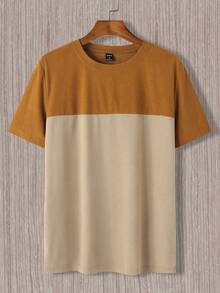 Manfinity Homme 男士撞色圆领短袖休闲T恤，夏季百搭 - 彩色 - 查看 3