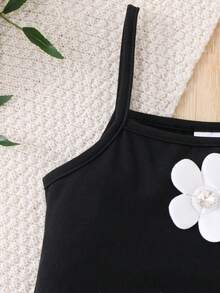 Emery Rose Kids Emery Rose Kids Đầm dự tiệc dáng ôm cổ yếm in hoa thanh lịch dành cho bé gái, dây mảnh, chân váy xòe có nơ, thích hợp mặc hàng ngày. - màu đen - Xem 11