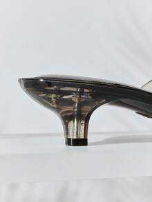 SHUZIA Women's Square Toe Casual Clear Kitten Heel Thong Sandals - Black - View 7