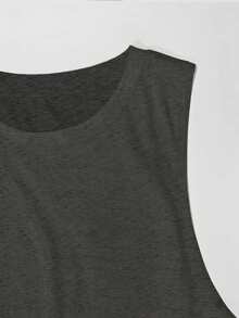 SHEIN Manfinity Dauomo Men's Casual Fitness Sleeveless Top, Minimalist & Versatile For Daily Wear, Summer - Dark Grey - View 3