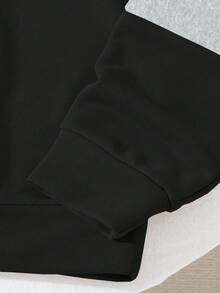 SHEIN Sudadera de cuello redondo de manga larga con bloques de color en contraste, de ajuste holgado para adolescentes, adecuada para primavera, verano, otoño e invierno, apta para el hogar y la escuela - Multicolor - Ver 5
