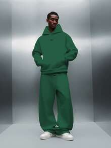 PLAYBOY X SUMWON Wide Leg Sweatpants With Drawstring Waist And Bunny Logo Embroidery For Casual Loungewear - Green - View 5