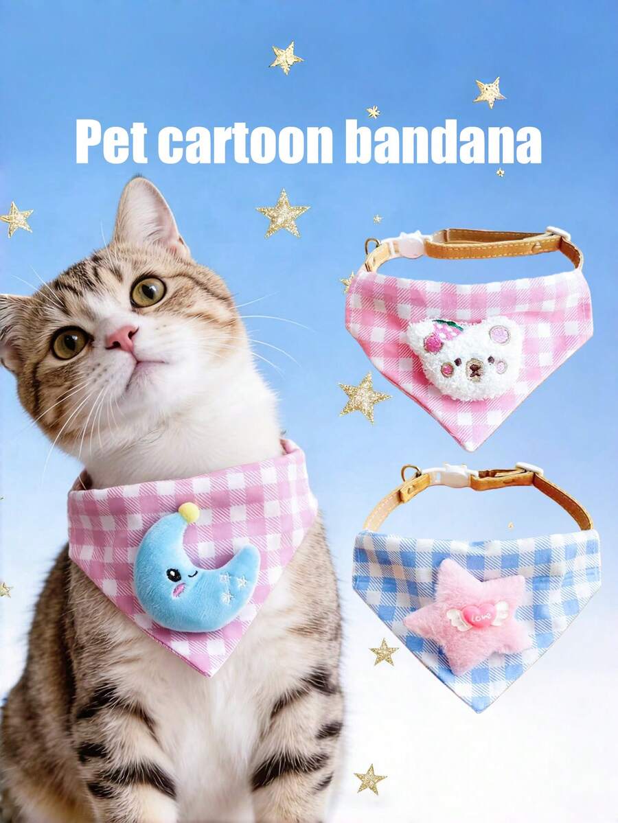 PETSIN 1 chiếc khăn lau miệng hình tam giác dễ thương cho thú cưng; Khăn hình tam giác cho thú cưng; Vòng cổ hình mèo hoạt hình; Phụ kiện thú cưng; Đồ dùng cho thú cưng - Nhiều màu - Xem 1