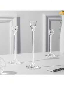 1 Set Portavelas de estilo europeo de acrílico para mesa de comedor, adorno de boda, cena a la luz de las velas, portavelas de acrílico de moda para decoración de patio exterior, decoración de escritorio, velas perfumadas, cena a la luz de las velas, ambiente de habitación, adecuado para bodas, reuniones familiares, fiestas - Multicolor - Ver 23