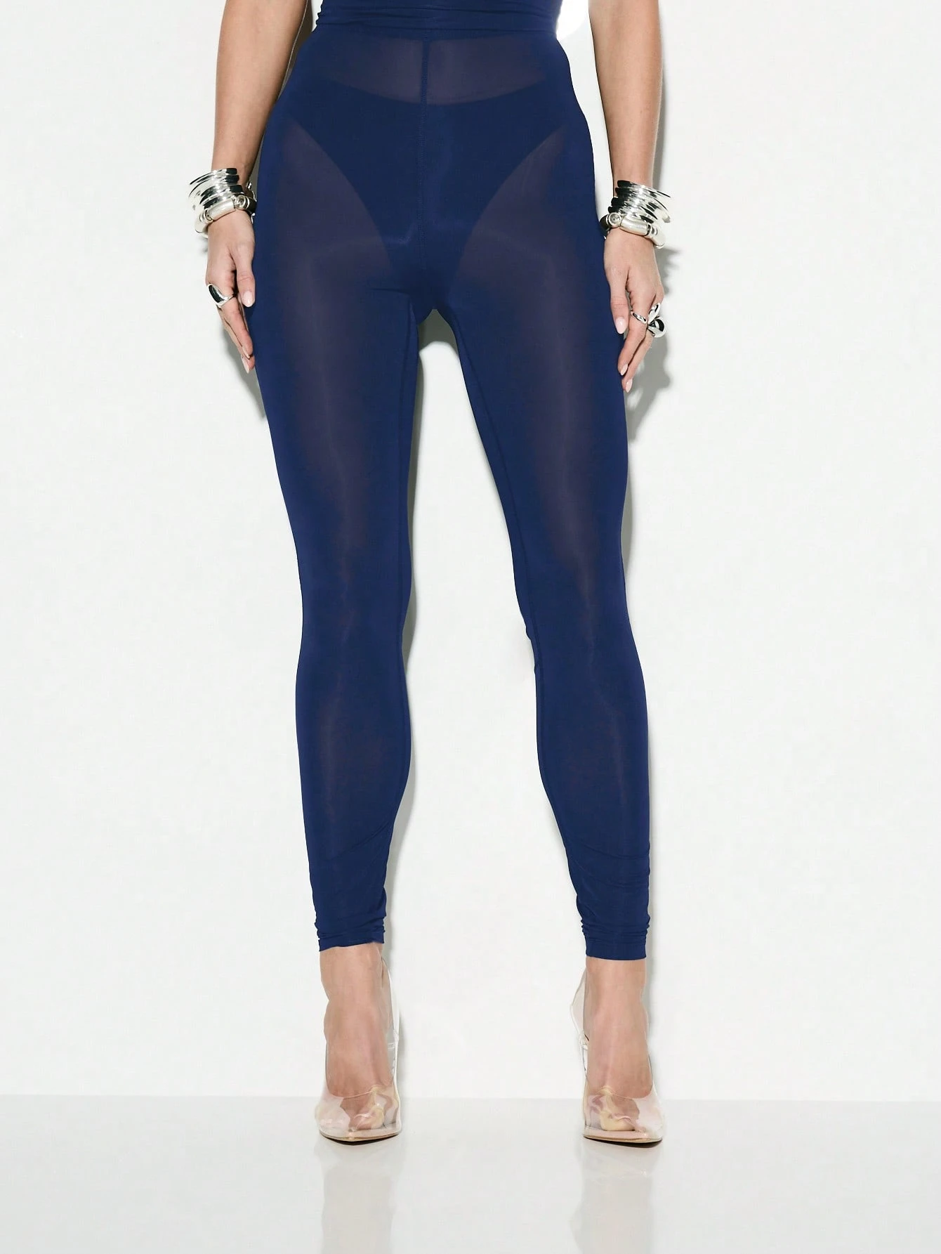 KIZN Sheer Mesh Panel High Waisted Leggings