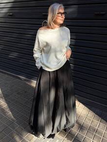 Vivie Lora Women's Hollow Out Shoulder Loose White Sweater - White - View 6