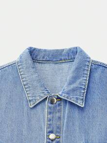 Manfinity Unisex 男士简约时尚纽扣短袖牛仔夹克