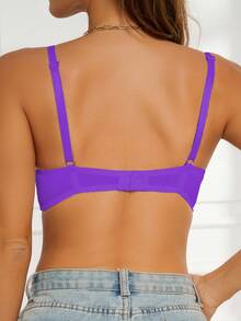 DesireSculpt Women's Romantic Sexy Lace Underwire Push-Up Bra - Violet Purple - View 2