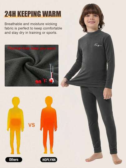 SHEIN 2 Pieces Tween Boy Casual Solid Color Warm Middle Collar Long Sleeve Shirt And Long Pants Underwear Set Suitable For Home Base Warm Clothes For Autumn And Winter Flash Burgundy Boho Goth Y2k Streetwear Rave Vacation Holiday Party Festival Fall Winter Winter Clothes Retro Vintage Casual Cozy