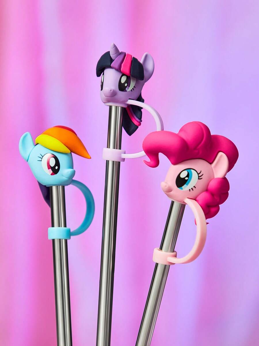 My Little Pony X SHEIN 1pc / 3pcs  Dust-Proof Reusable Straw Cap, Suitable For Straws With A Diameter Of 6-8  Mm,Gift Ideas