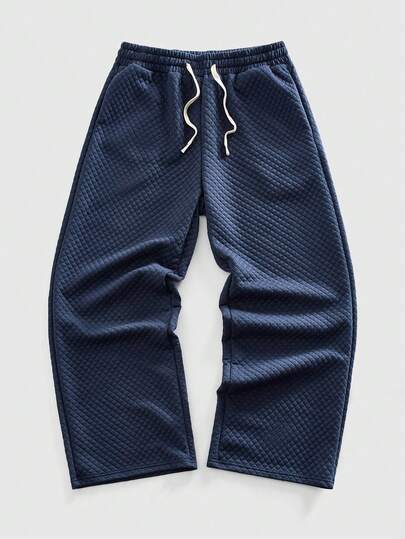 ROMWE MEN Street Life Men's Casual Solid Color Drawstring Loose Pants
