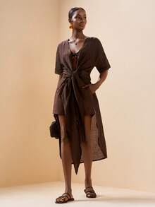 Zivah 2025 Casual Resort Elegant Brown Kaftan - Brown - View 5