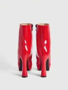 CUCCOO LuxiPop Giày bốt cao gót đế xuồng mũi nhọn thời trang nữ dành cho công sở - Đỏ - Xem 5