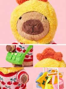 9 件水豚毛绒玩具带衣服配饰儿童水豚填充动物幼儿过家家装扮生日礼物 3 4 5 6 7 8 岁男孩女孩