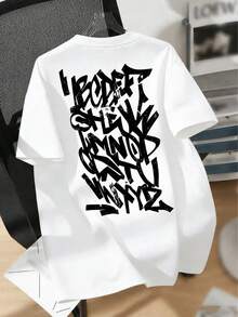 Nueva camiseta de manga corta para hombre, camiseta de cuello redondo de alta calidad, camiseta holgada, casual y versátil con estampado. Adecuada para usar en vacaciones, paseos, viajes, y como prenda interior diaria para el trabajo, los estudios, estudiantes, jóvenes y parejas. - Blanco - Ver 1