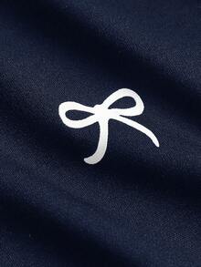 SHEIN Tween Girls Versatile Butterfly Pattern Long Sleeve Top And Pants 2 Pieces Set, Navy Blue - Navy Blue - View 3