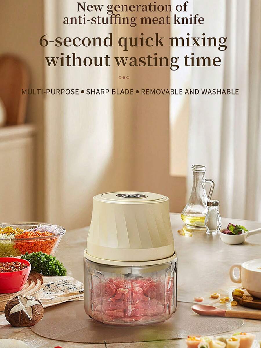 Teckwe MY-13 Three-Blade Strong Wireless Household Electric Garlic Masher, Small Household Meat Grinder, Spice Grinder, 350 Ml Capacity, 500mAh Rechargeable Lithium Battery - Multicolor - View 1