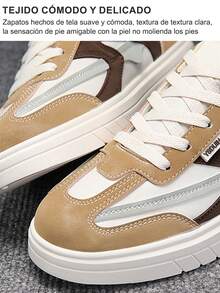 Zapatos de skate de moda para hombre, zapatos de tenis con bloques de color para hombre, zapatos casuales con cordones con bloques de color, zapatos planos con cordones de material PU, zapatos de skate clásicos para hombre, adecuados para estudiantes y adolescentes, adecuados para caminar, deportes, actividades, fitness, citas y uso diario. - Gris negro - Ver 7