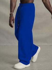 PAVTROS Men's Solid Color Casual Sweatpants, Suitable For Summer, Baggy Pants - Blue - View 4