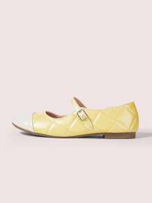 CUCCOO DOLLMOD Women's Contrast Color Buckle Design Casual Everyday Fashion Loafers For Christmas - Yellow - View 7