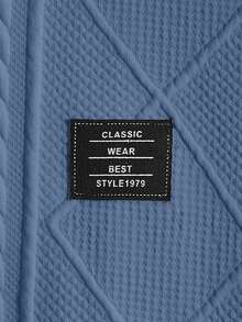 HIMLAND T-shirt casual à manches longues pour hommes avec imprimé géométrique texturé et col rond