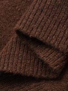 Vivie Lora Women's Leopard Print Bow Tie Loose Fit Long Sleeve Sweater - Brown - View 7