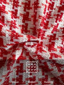PrepCrw Conjunto de 2 piezas de blusa de manga larga con cuello blanco y decoración de lazo, y falda mini de pata de gallo roja para niñas preadolescentes, adecuado para salidas casuales, reuniones, vacaciones, fiestas, otoño/invierno, Navidad - Multicolor - Ver 5