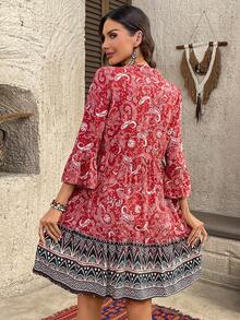 EMERY ROSE Đầm nữ cổ chữ V in họa tiết Paisley, kiểu dáng thường ngày, thích hợp cho kỳ nghỉ. - Nhiều màu - Xem 2