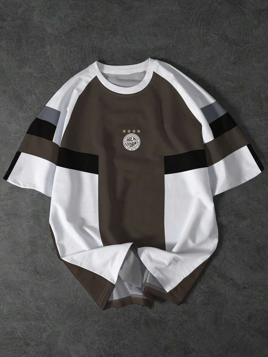 Manfinity EMRG T-shirt de sport décontracté pour hommes à manches raglan bicolores et manches courtes - Multicolore - Voir 1