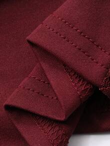 DAZY 2pcs Young Girl Girls Slim Fit Lace Patchwork Long Sleeve Top And Pants Pajama Set, Autumn - Burgundy - View 6