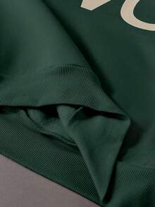 STYNVO 男士休闲字母印花连帽衫，秋冬款 - 綠色 - 查看 7