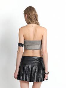 Avenne Women's Woven Cropped Sleeveless Bandeau Style Fashionable Versatile Sexy Top - Light Grey - View 2