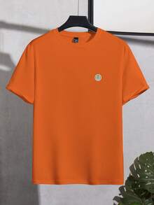 NEOREFINED Kaos Pria Lengan Pendek Kerah Bulat, Model Kasual Pas Badan, Nyaman untuk Musim Panas - Jeruk - View 3