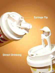 TOM & JERRY X SHEIN 500毫升/16盎司真空隔热不锈钢杯，配1个防漏盖，适用于冷热饮，适用于大多数车载杯架 - 白色 - 查看 2