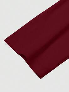 Manfinity Homme Men's Casual Solid Color Round Neck Long Sleeve T-Shirt, Autumn - Burgundy - View 5