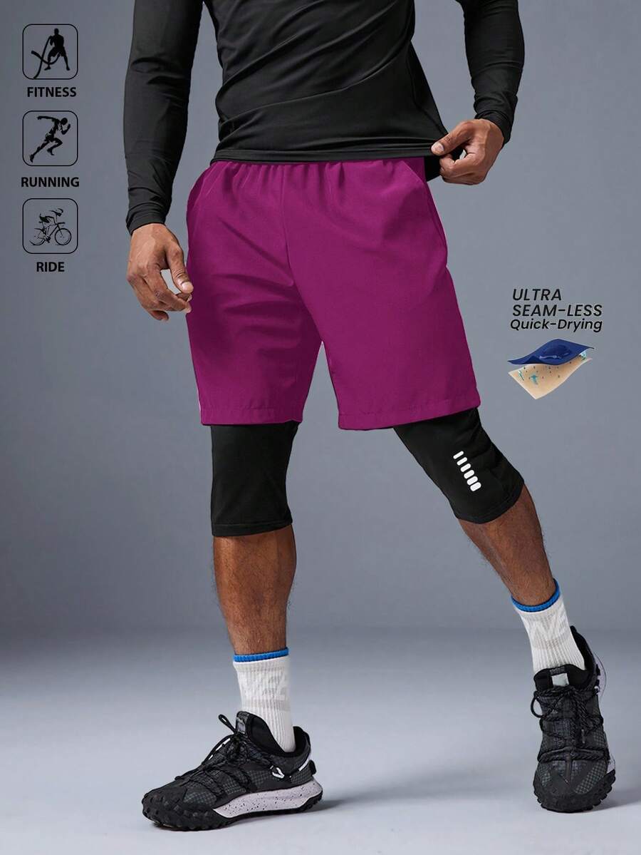 Manfinity Sport Polished 男士纯色速干时尚口袋运动短裤