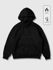 ROMWE MEN Unisex Casual Hoodie With Eye Mask Design, Funny Couple Hooded Sweatshirt - Black - View 4