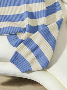 EMERY ROSE Suéter de cuello redondo casual y versátil de manga larga con estampado de rayas - Multicolor - Ver 4