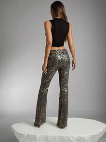 Denimoi 女士豹纹口袋喇叭牛仔裤 - 彩色 - 查看 7