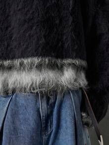 NEON BLANC 品牌 - 男士秋冬新款条纹套头毛衣 - 时尚宽松休闲风男士针织衫 男士街头风网球链男士长袖针织衫 - 黑色 - 查看 4