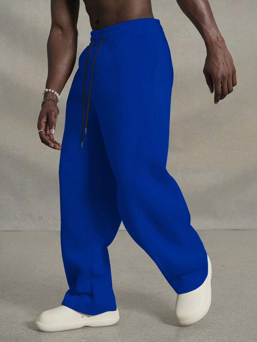 PAVTROS Men's Solid Color Casual Sweatpants, Suitable For Summer, Baggy Pants - Blue - View 1