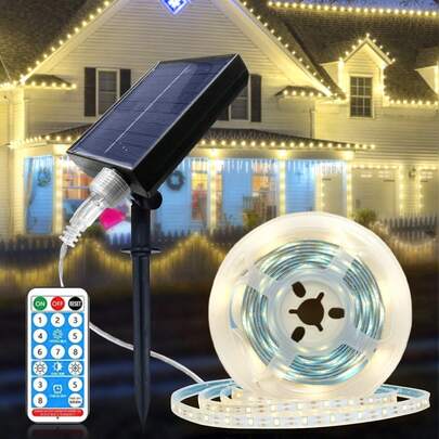 Teckwe Đèn Giáng sinh ngoài trời, Đèn dây cây thông Noel LED, Đèn Giáng sinh ấm áp chống nước có điều khiển từ xa dùng để trang trí sân nhà dịp Giáng sinh